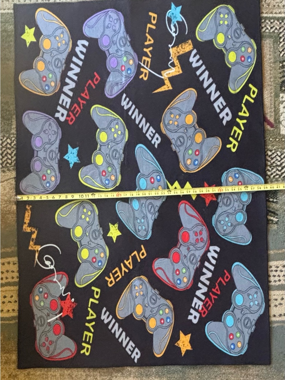 Gaming Controllers Patterned Black  - Multicolor Non-Slip Rug 54x39” - Picture 3 of 4